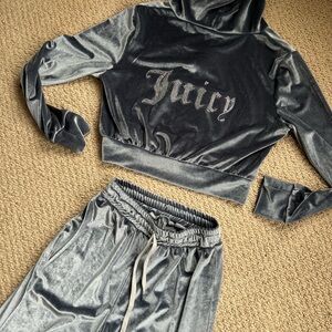 Juicy Couture Charcoal Velour Hoodie Set